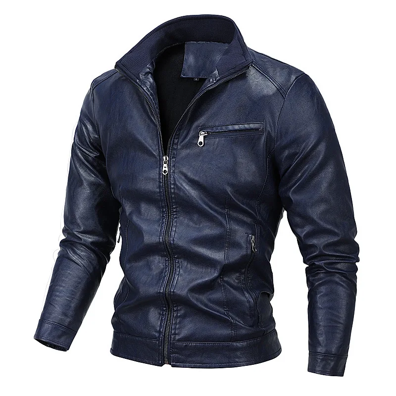 

Short-Coat Men Lapel PU Jackets Autumn New Zipper Stand Windproof Leather Coat Men Clothing Motorcycle Leather Jacket Slim Fit