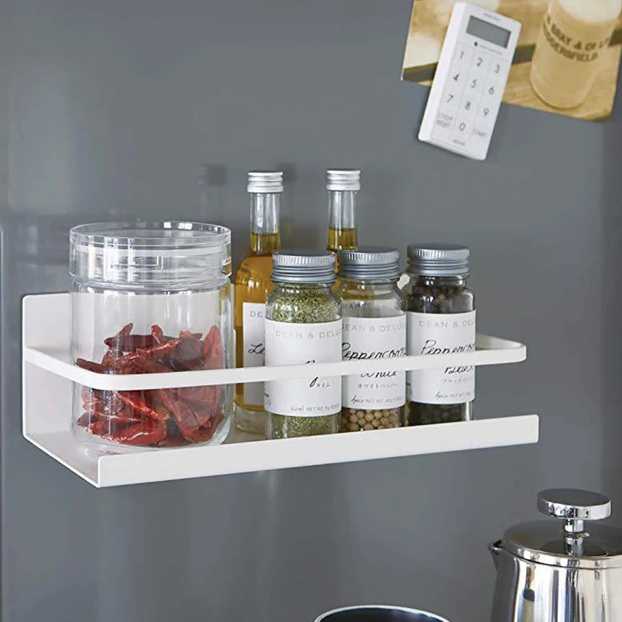 No Drill Magnetic Fridge Organizer Shelf Kitchen Storage Rack for Refrigerator Washing Machine Side Spice Holder Save Space