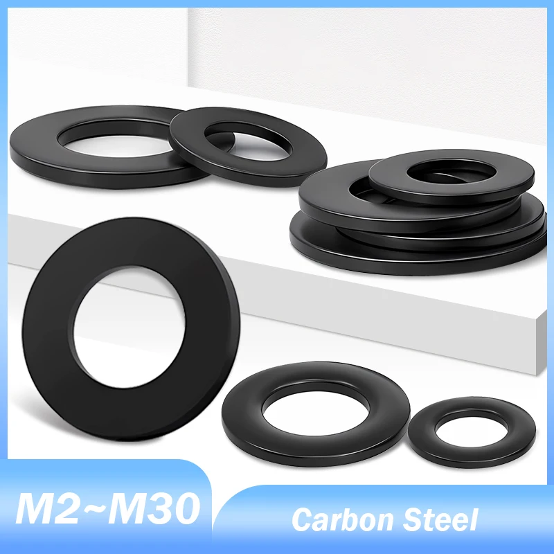 Black Flat Washer Grade 8.8 Carbon Steel M2 M3 M4 M5 M6 M8 M10 M12 M14 M16 M18 M20 M22 M24 M27 M30 Plain Washer