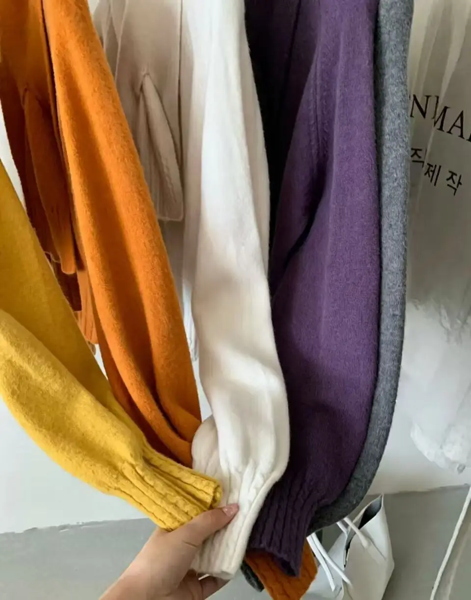 Korean Solid Color Warm Women's Sweater with Scarf Autumn Winter Soft Comfort Pullover Female Lazy Style Round Neck Knitwear