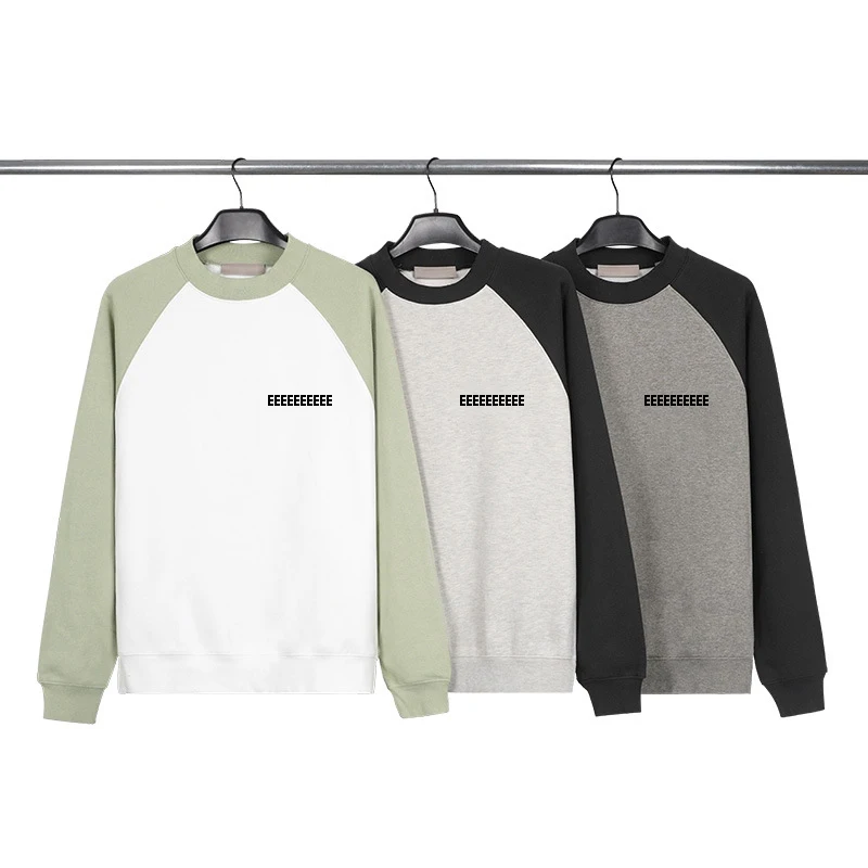 Top Quality Men's Sweatshirts Chest Two Rows Flocking Letter Logo Sweaters Luxury Design Men's High Street Oversized Sweatshirt