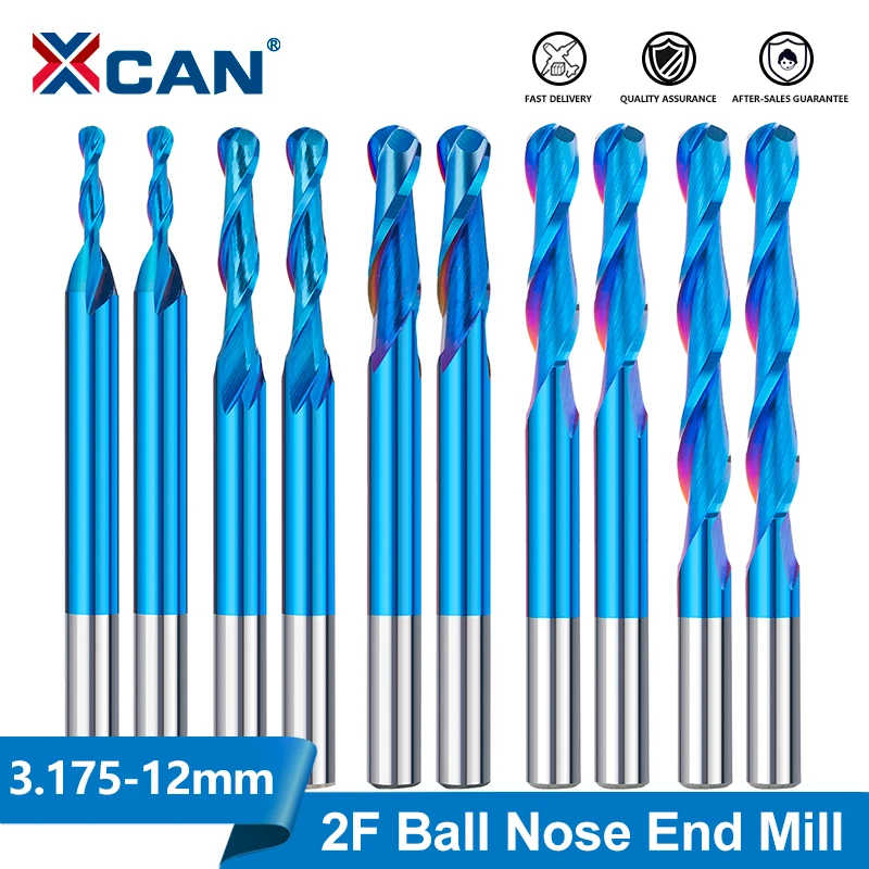 

XCAN Milling Cutter 1pc 2 Flute Ball Nose End Mill Carbide CNC Bit Spiral Router Bit for Woodworking PVC MDF 3.175 4 6 8 10 12mm