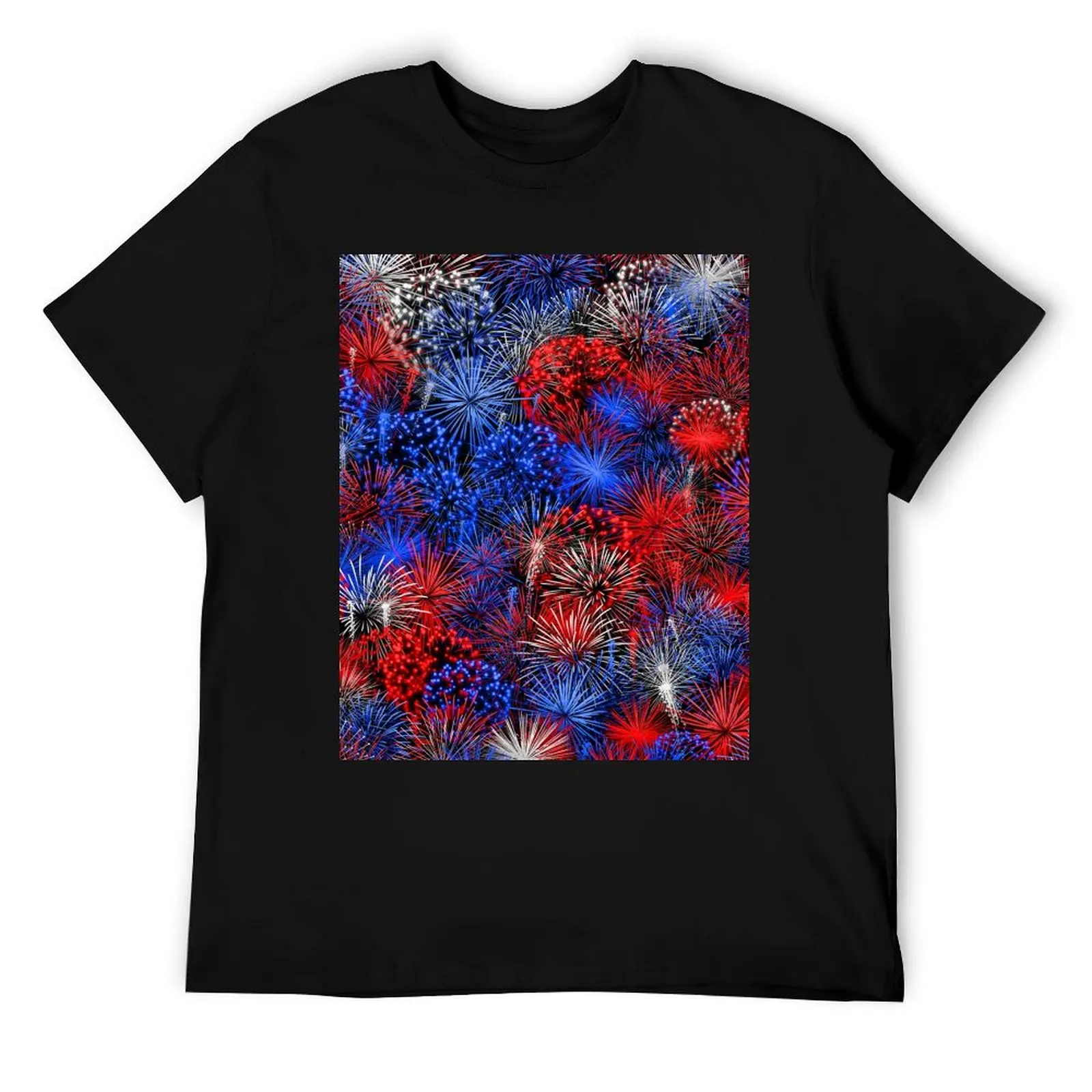 

Red blue white firework T-Shirt t shirts for man cotton funny funny t shirts cotton man t shirts graphic T-Shirt