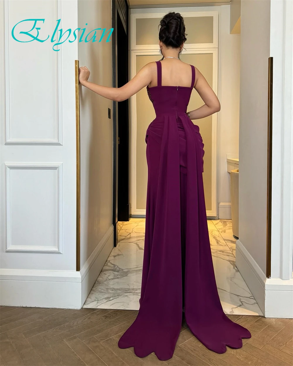 

Индивидуальное вечернее платье высокого качества с квадратным воротником, элегантные платья для выпускного вечера без рукавов, классические платья со шлейфом для особых случаев