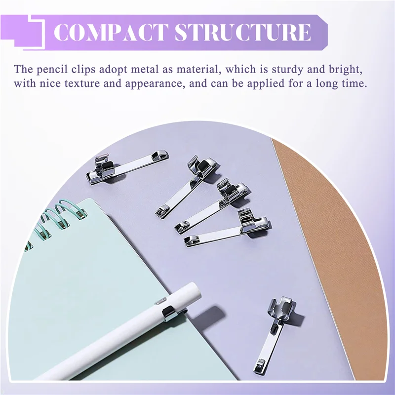 A42Z-Metal Pencil Clips Slide On Pencil Pocket Clips Snap In, Pencil Holder Clip Metal Hangable Portable Pencil Clips, 60 Pcs