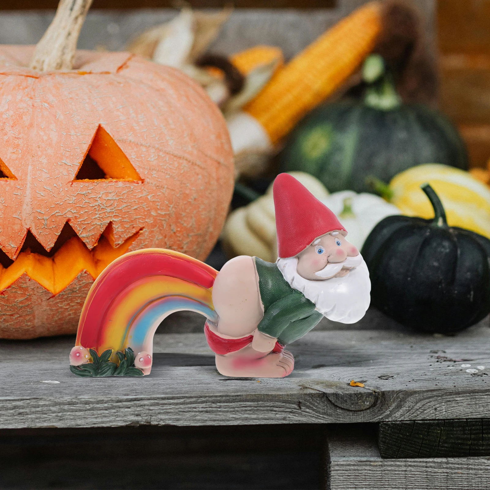 

Rainbow Fart Statues Resin Gnomes Garden Decor Yard Adornments Lightweight Durable Fun Gnome Figurines Sculptures