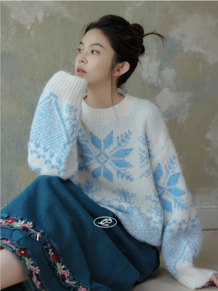 

Синий вязаный свитер женский, без застежек, в стиле Фил Айленд, зимний, модный, с длинными рукавами, стандартный крой, эксклюзивно онлайн