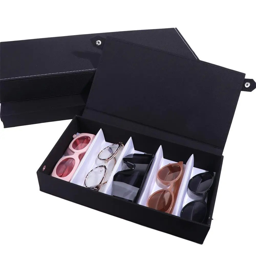 Simple 5/8/15 Slot PU Glasses Case Eyewear Holder Jewelry Organizer Sunglasses Box Grids Jewelry Display Box Multiple