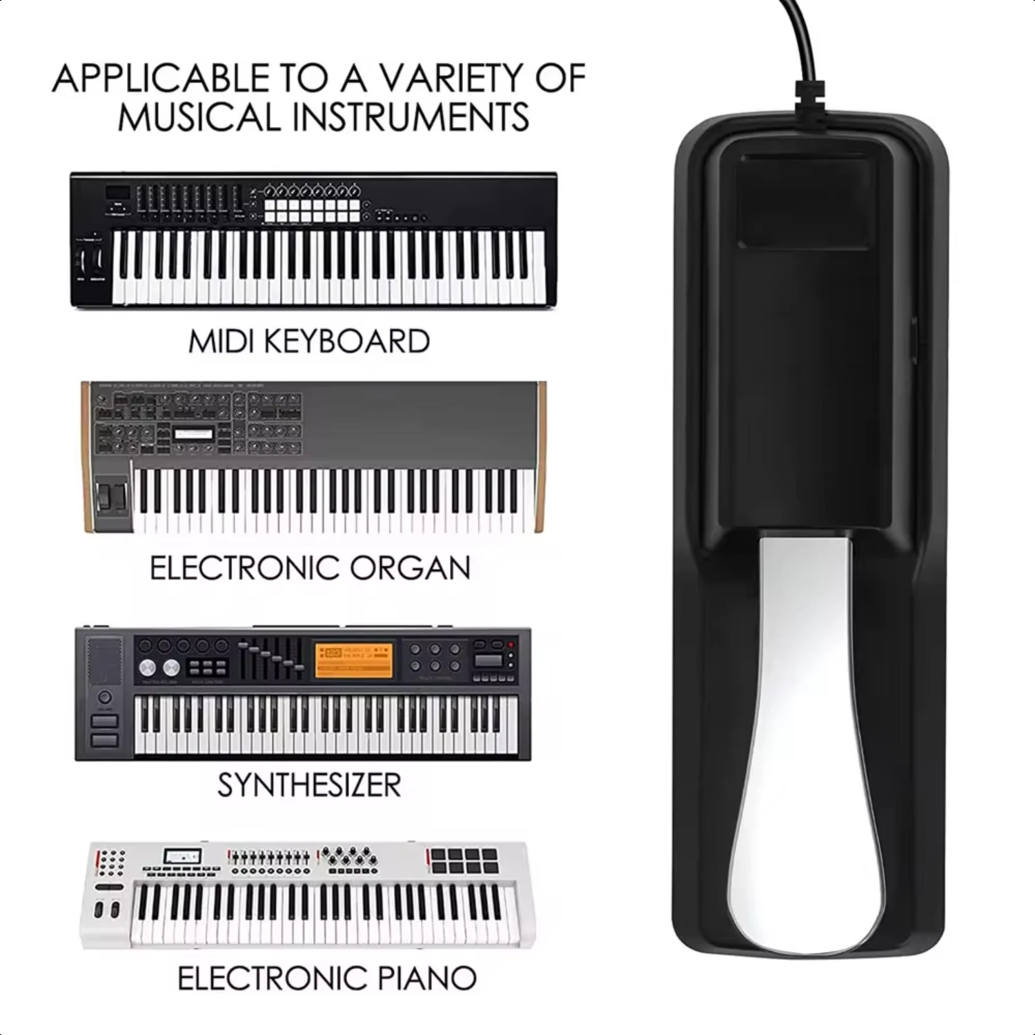 Sustain Pedal Anti-Slip with Polarity   MIDI Keyboard Synth Digital Pianos Electronic Drum  Piano