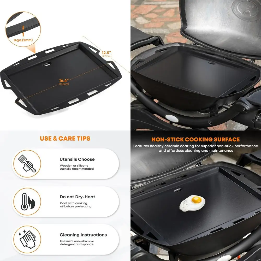 

Full-Size Nonstick Griddle for Weber Q100/Q1000 Series Grills - Compatible with Q100, Q1200, Q120, Q1000 Models
