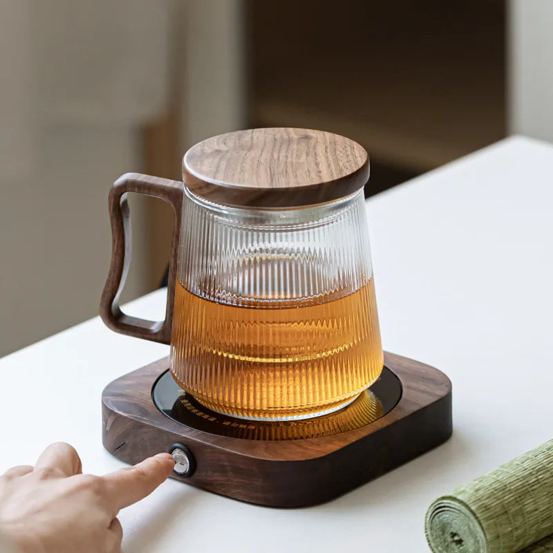 220V Cangkir Pemanas Mug Hangat 55 ° C Pembuat Teh Panas Cangkir Pemanas Hangat Coaster Kopi Susu Teh Bantalan Pemanas 19W untuk Hadiah Teman-teman