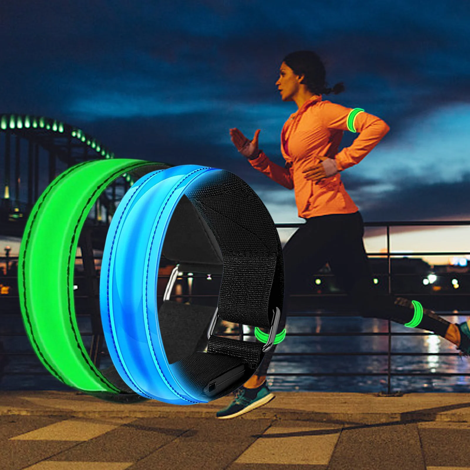 USB Charging Armband LED Luminous Night Running Adjustable Safety Reflective Belt Outdoor Cycling Night Signal Colors