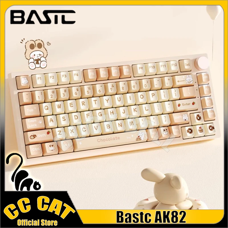 

Bastc AK82 Mechanical Keyboard Bluetooth Wireless Keyboards 3-Mode 75% Cute Bunny Gamer Keyboards RGB Backlit Gaming Keyboard