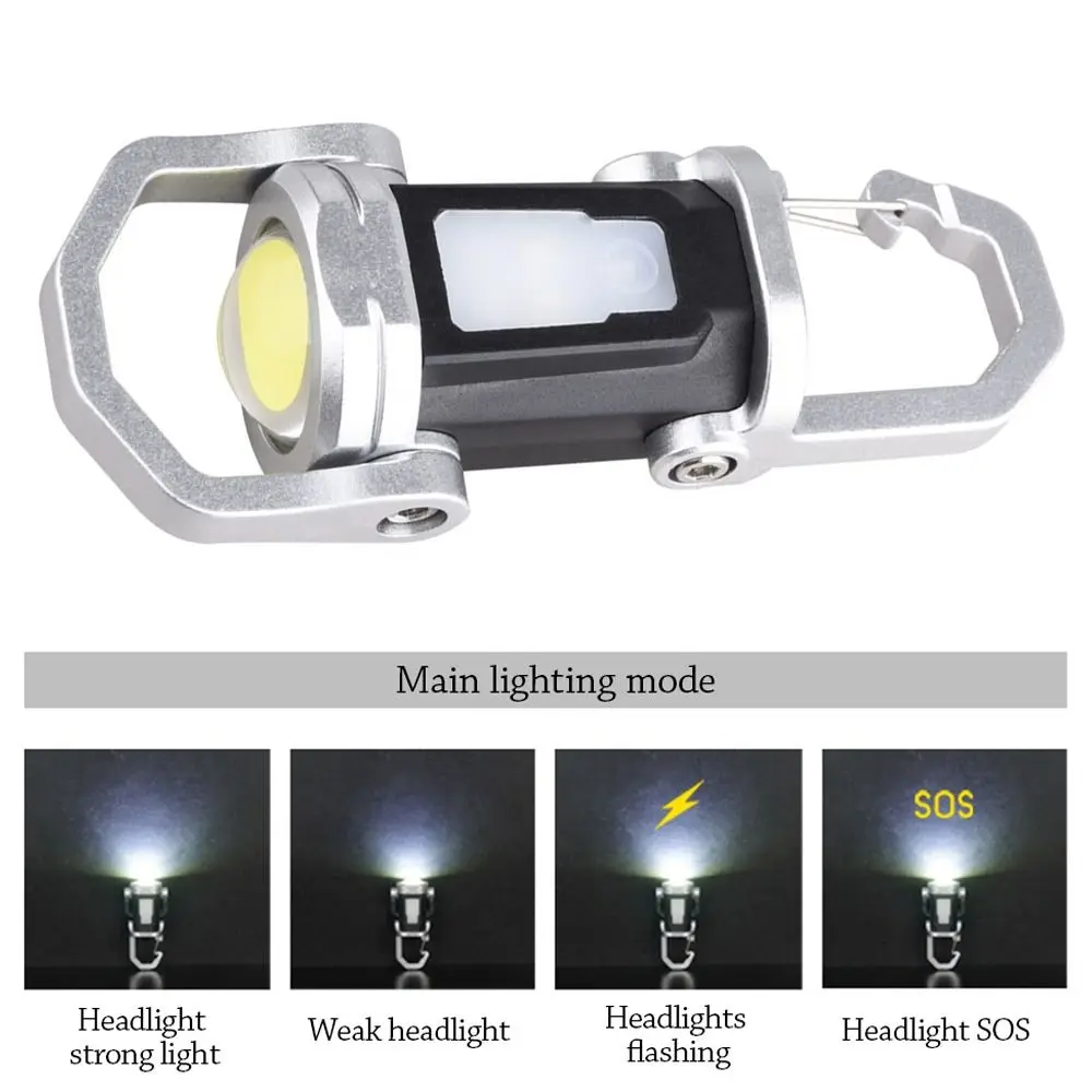 

Durable Mini Keychain Flashlights with Red&Blue Light Ultra Bright Work Light USB Rechargeable Camping Lantern for Outdoor