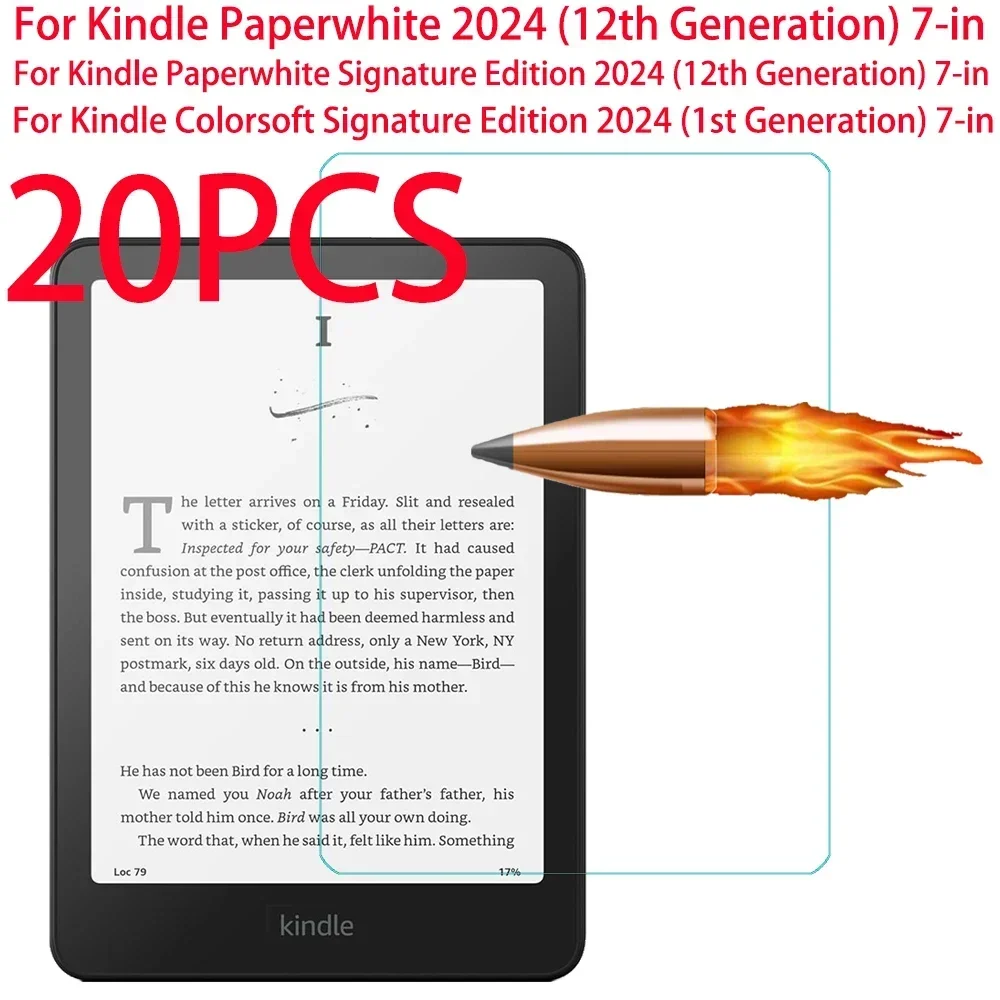 20 Pieces For Kindle Paperwhite 2024 (12th Generation) 7-in For Colorsoft Signature Edition 7'' Tempered Glass Screen Protector