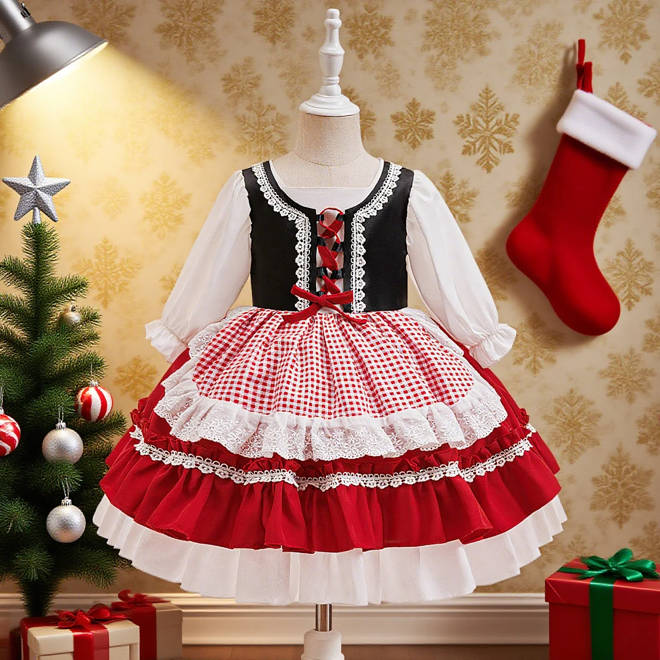 

Christmas Little Red Riding Hood children's clothing performance costume dress Lolita princess dress girl clothes new Christmas