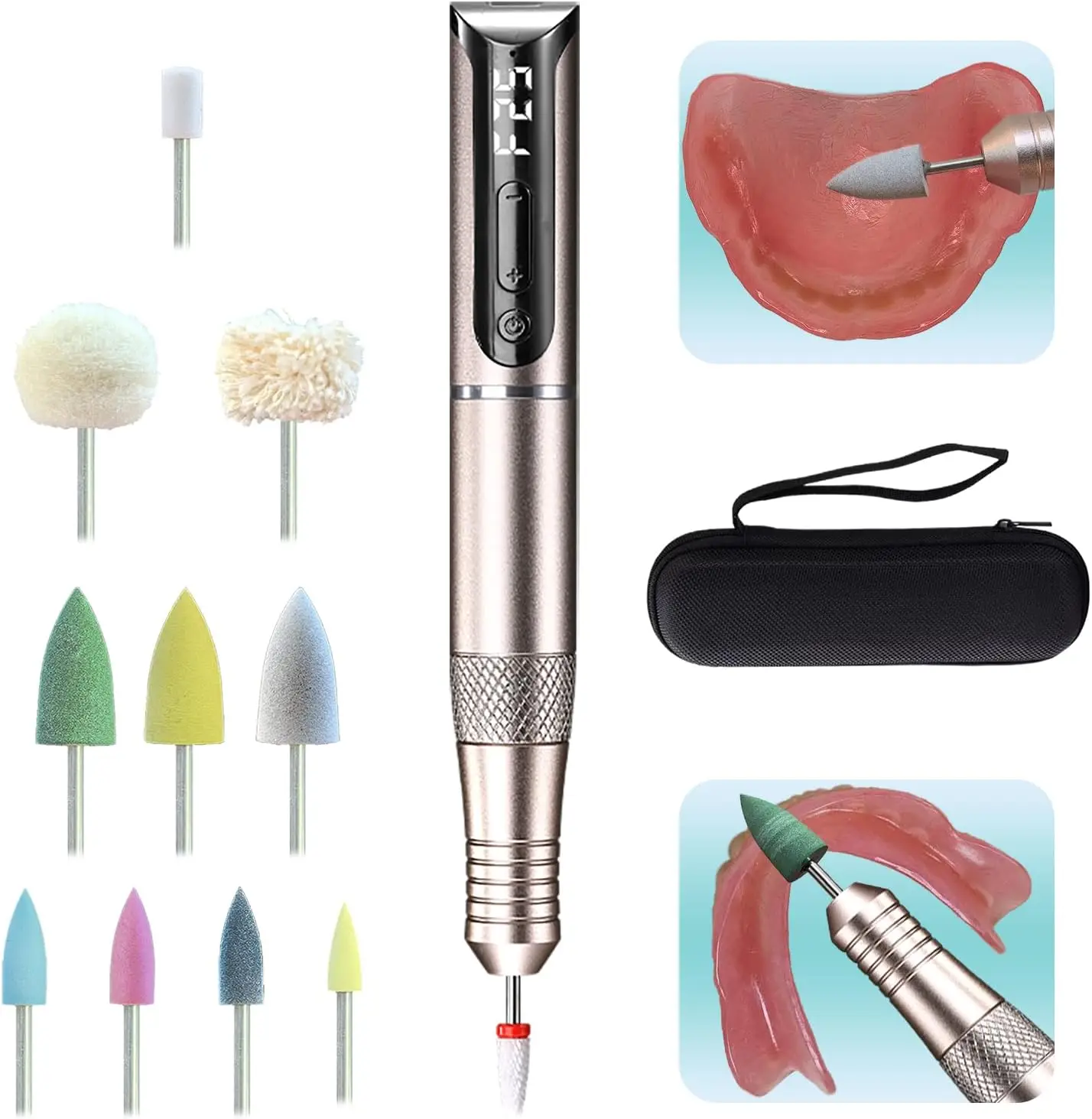 

Cordless USB Mini Polisher Kit with 11 Heads for Edge Trimming, Cracks Repair, and Surface Finishing