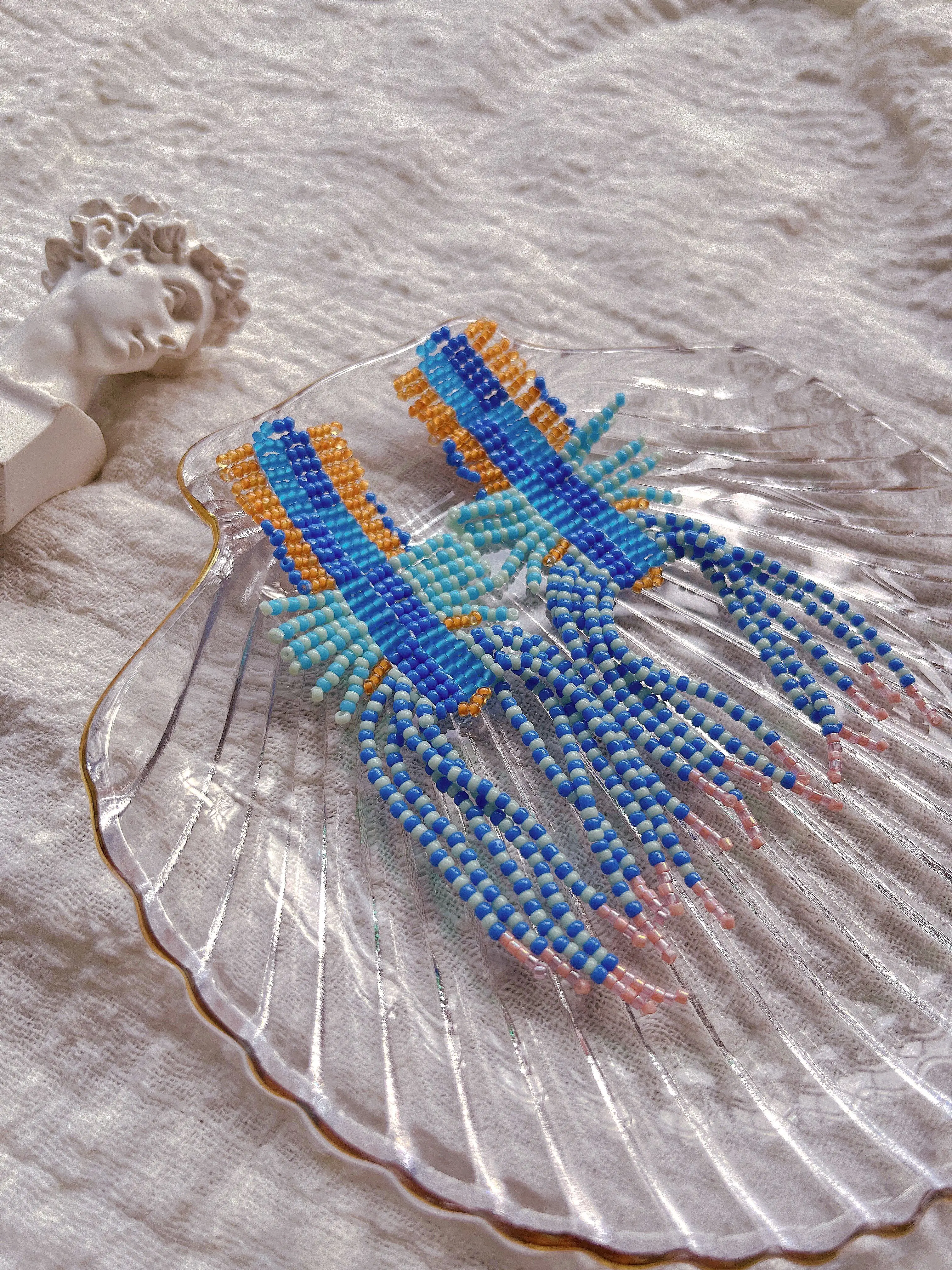 Beaded earrings Originality Irregularity Design Geometry Hand knitting Bohemia Alloy Tide Simple Rice bead earrings