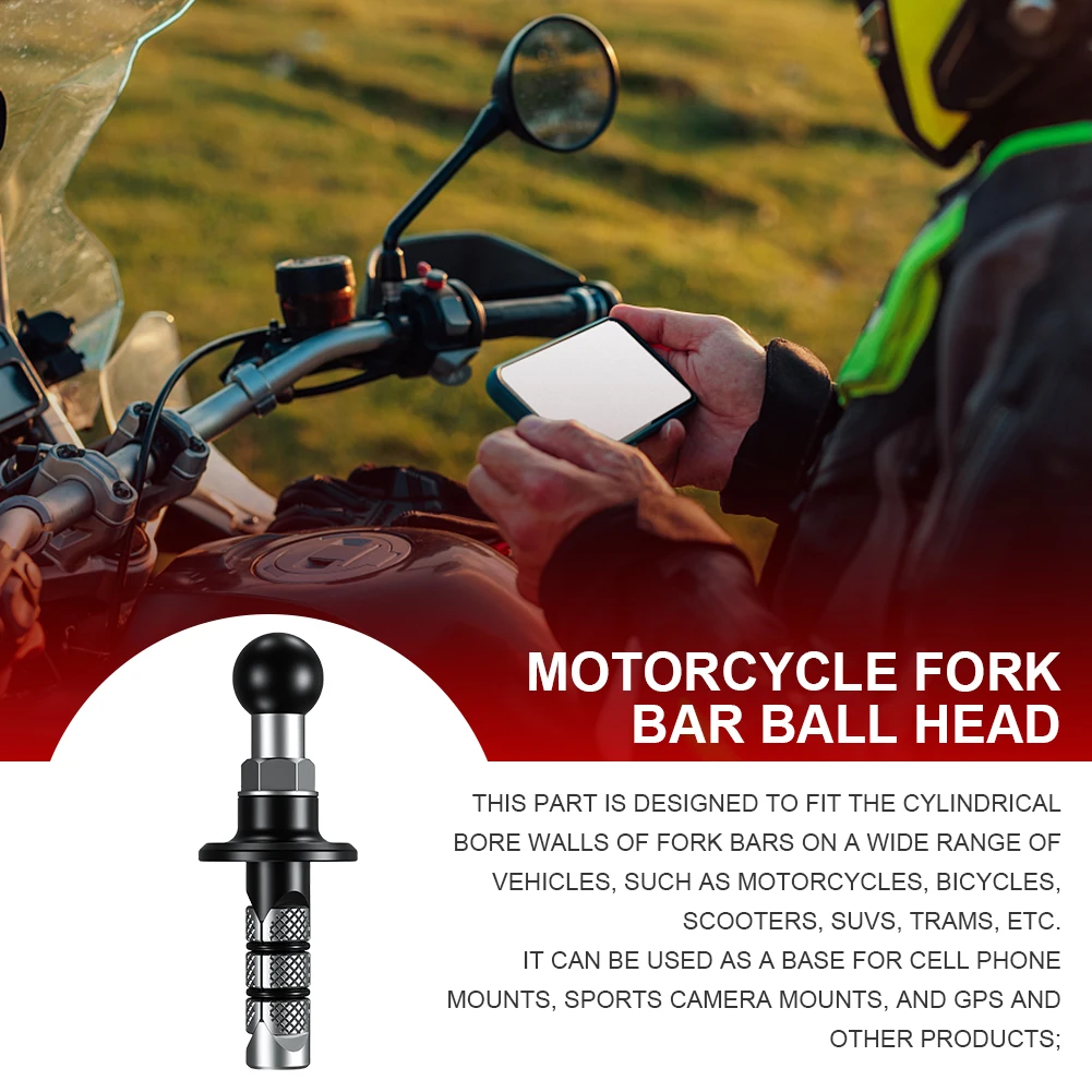 Ball Mount Adapter Black Fork Stem Base Aluminum Alloy Motorcycle Fork Stem Mount Front Fork Bar Ball Head Motorbike Accessories