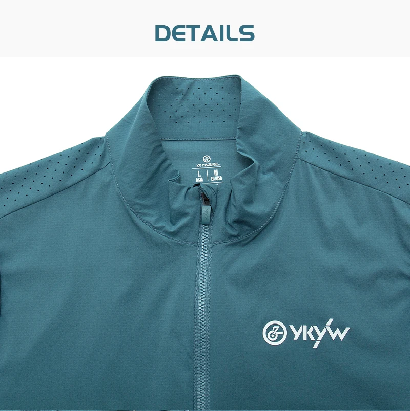 YKYW Herren winddichte wasserdichte Langarm-Radjacke YKK Doppelreißverschluss atmungsaktive MTB-Fahrradbekleidung Tops Pro Team Jersey – Detail 7