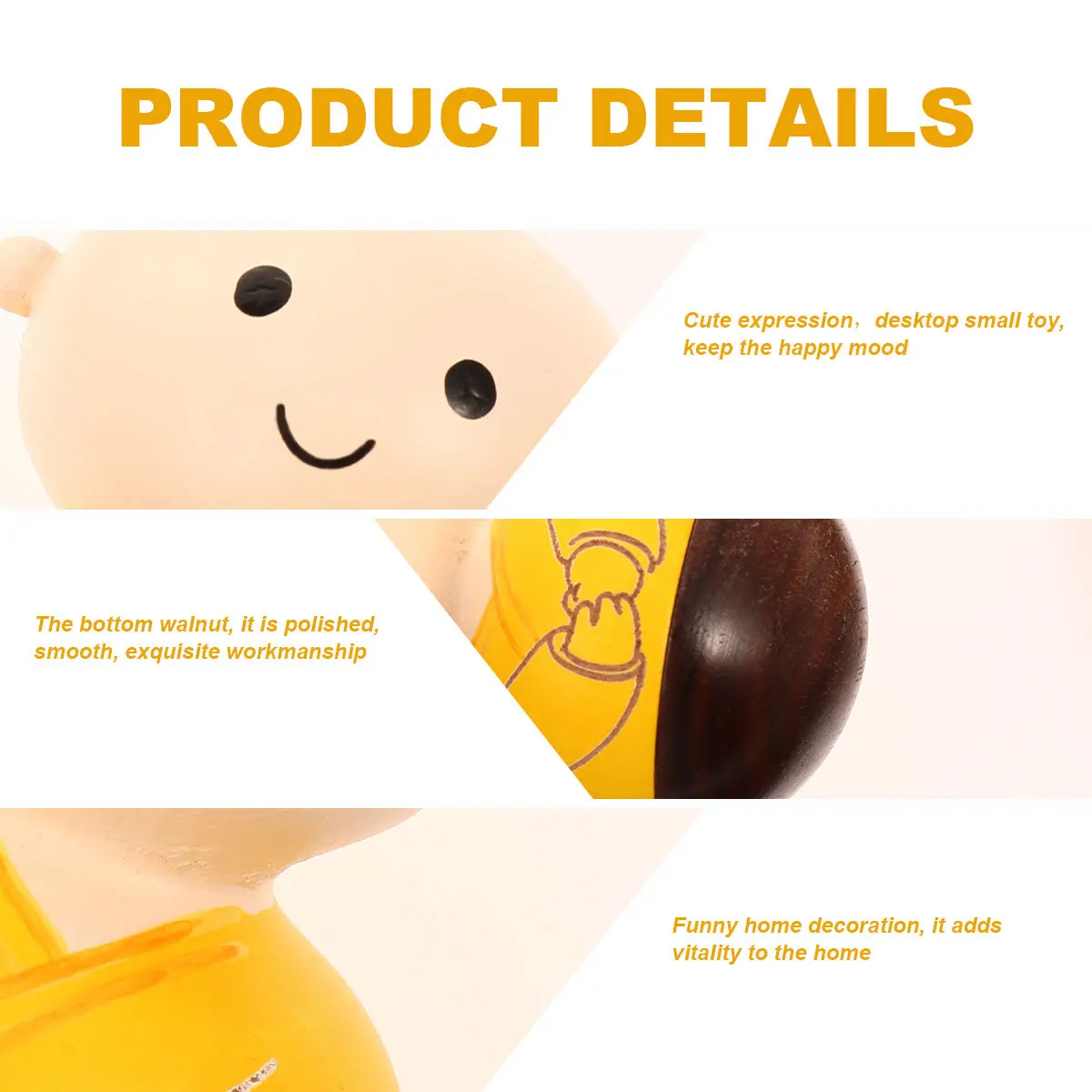 

1Pcs Wooden Monk Tumbler Desktop Decoration Creative Handmade Yellow Eye Open Craft Gift for Home Wooden Crafts