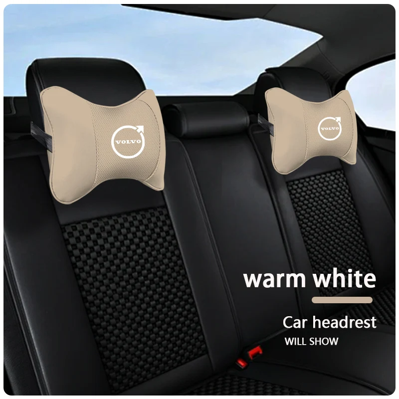 High-quality Leather Car Seat Headrest Memory Foam Comfort Pillow Auto Interior For Volvo Rdesign XC60 XC40 V60 V40 XC90 S60 V50