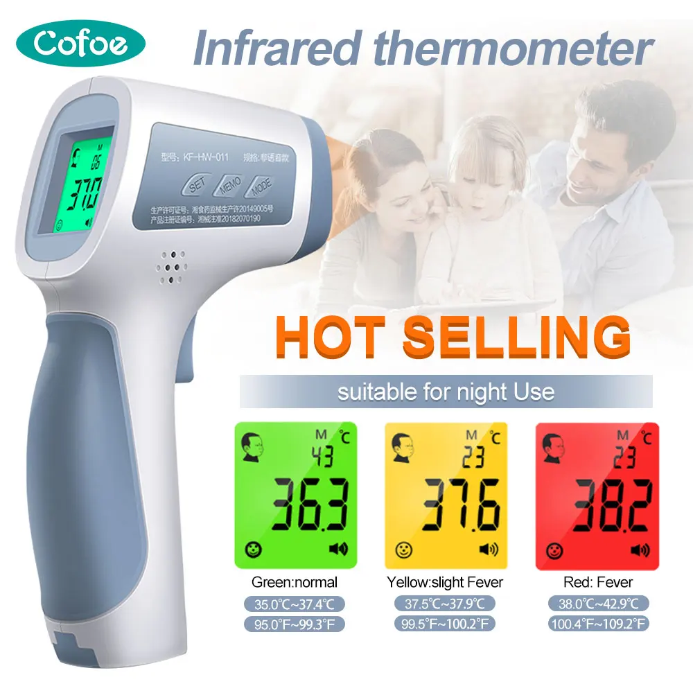 Cofoe Digital Forehead Infrared Thermometer Non-Contact Body Temperature Fever Measurement Tool for Baby/Adults