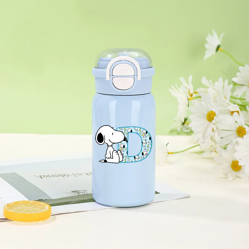 500 مللي سنوبيس 316 ترمس من الفولاذ المقاوم للصدأ الكرتون أنيمي المياه الزجاج رسائل A-Z طباعة زجاجات مياه موضة الأولاد القهوة القدح هدية #4