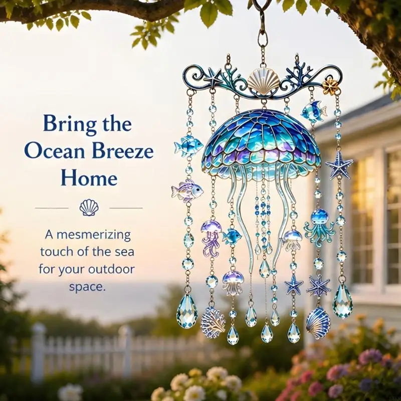 Garden Sea Theme Piece in Acrylic for Porch Display, Ocean Touch, Clear Glow, Entry