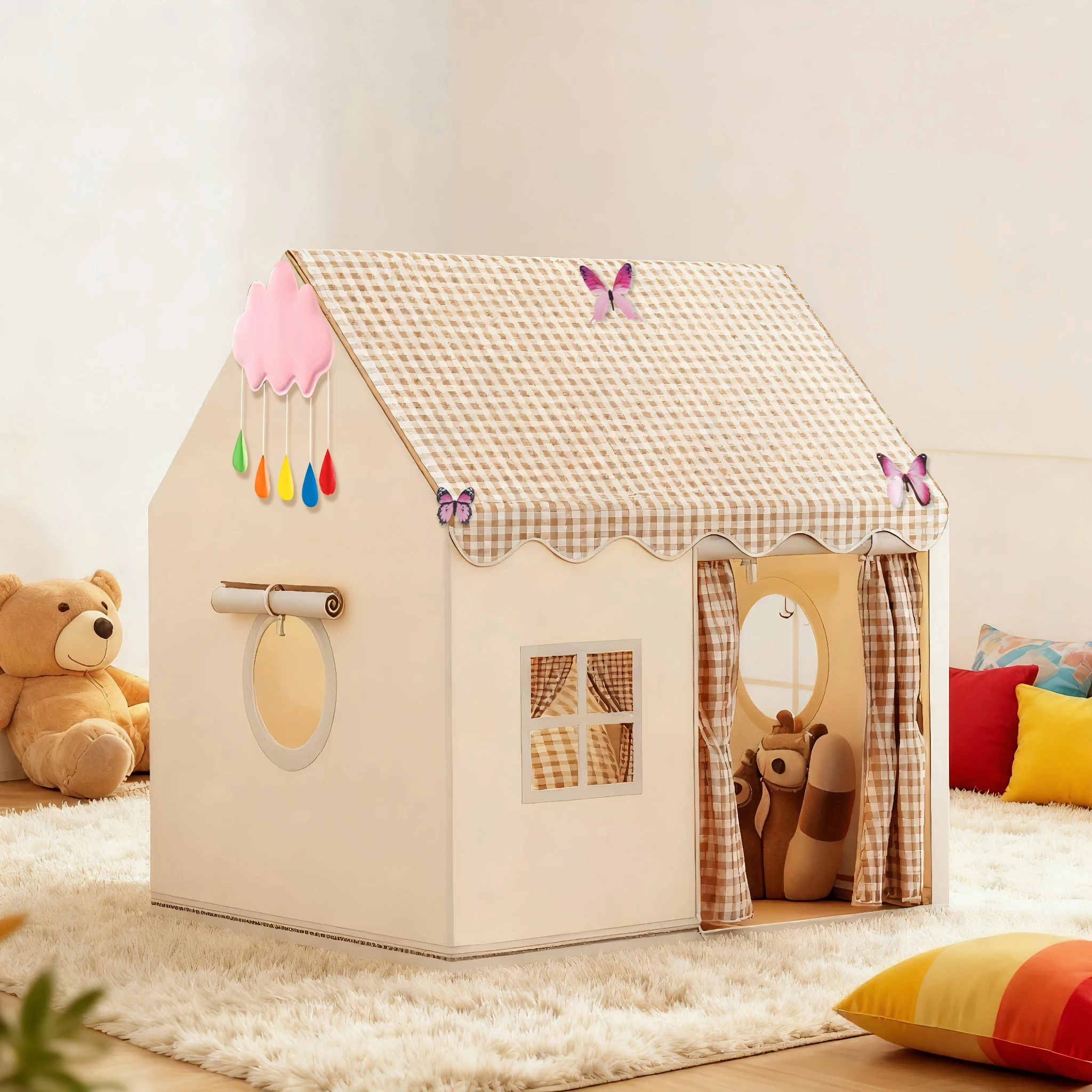 bed-canopy-partition-tent-children's-fun-playhouse-tent-fairy-tale-castle-tent-pretend-play-tent-children's-play-tent-kids'-secret-space-portable-toy-playhouse-includes-clouds-butterflies-birthday-christmas-thanksgiving-halloween-party-decorations-holiday-gift-does-not-include-lights