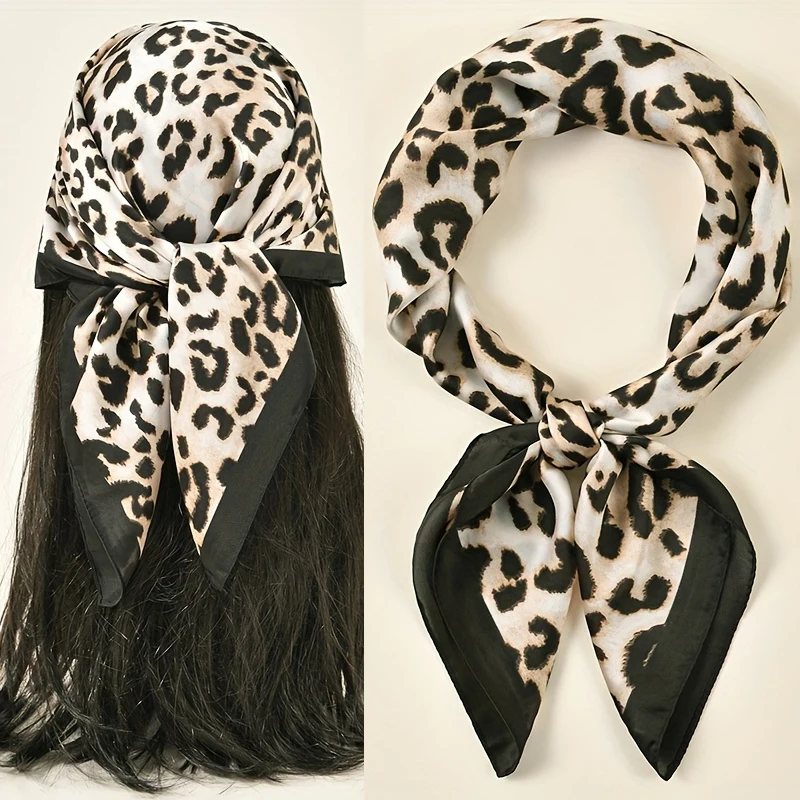 

Роскошный квадратный шарф с леопардовым принтом, женский мягкий атласный ободок для волос, шейный платок, галстук, женская повязка на голову, платок, подарок на день матери