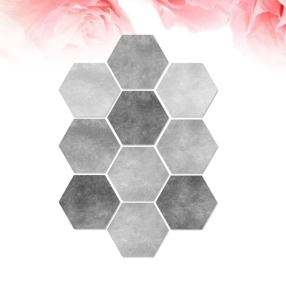 

10 pcs Waterproof Floor Stickers Adhesive Tiles Black White Cement Geometric Bathroom Wall Decor Smooth Surface