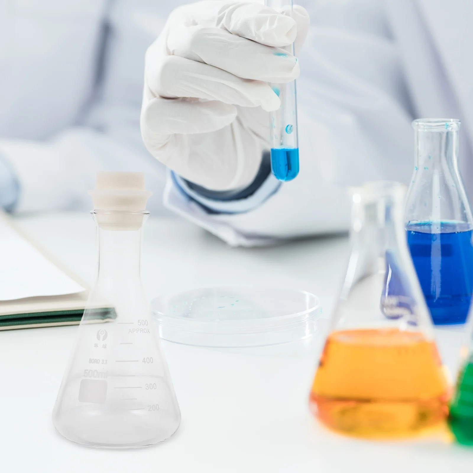 

1Pcs Glass Flask Conical Flask 500ml Eco-Friendly Durable Odorless Clear Scale Accurate Measurement Smooth Rounded Practical