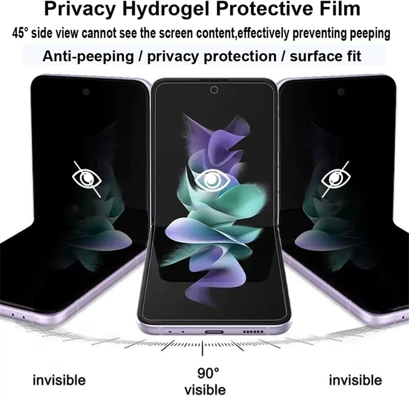 Anti-Spy Peeping Hydrogel Film Soft Phone Case for Samsung Galaxy Z Flip 5 4 3 ZFlip Flip5 Flip4 Flip3 Inside TPU Privacy Cover