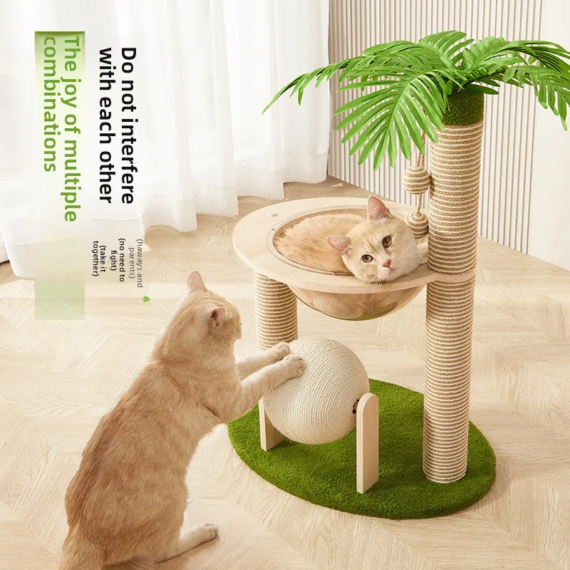 

Coconut Tree Cat Climbing Frame with Nest Space Capsule Small Cat Tree Scratching Post for Kittens Play
