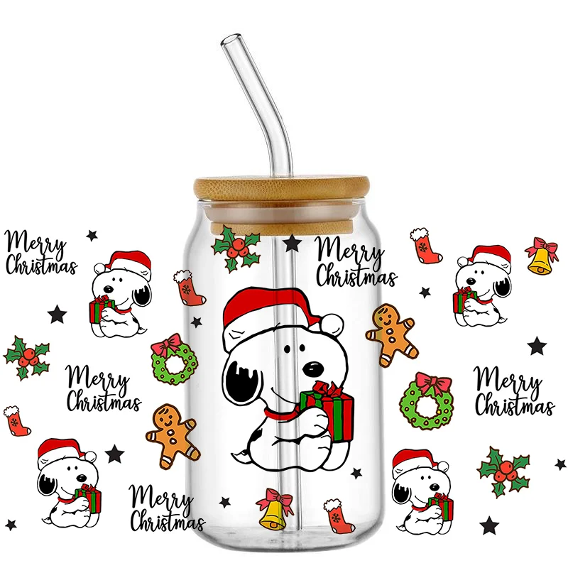 Miniso Cartoon  UV DTF Transfer Sticker snoopy UV DTF Cup Wraps for 16oz Libbey Cup Cans DIY Waterproof Custom DIY Decals