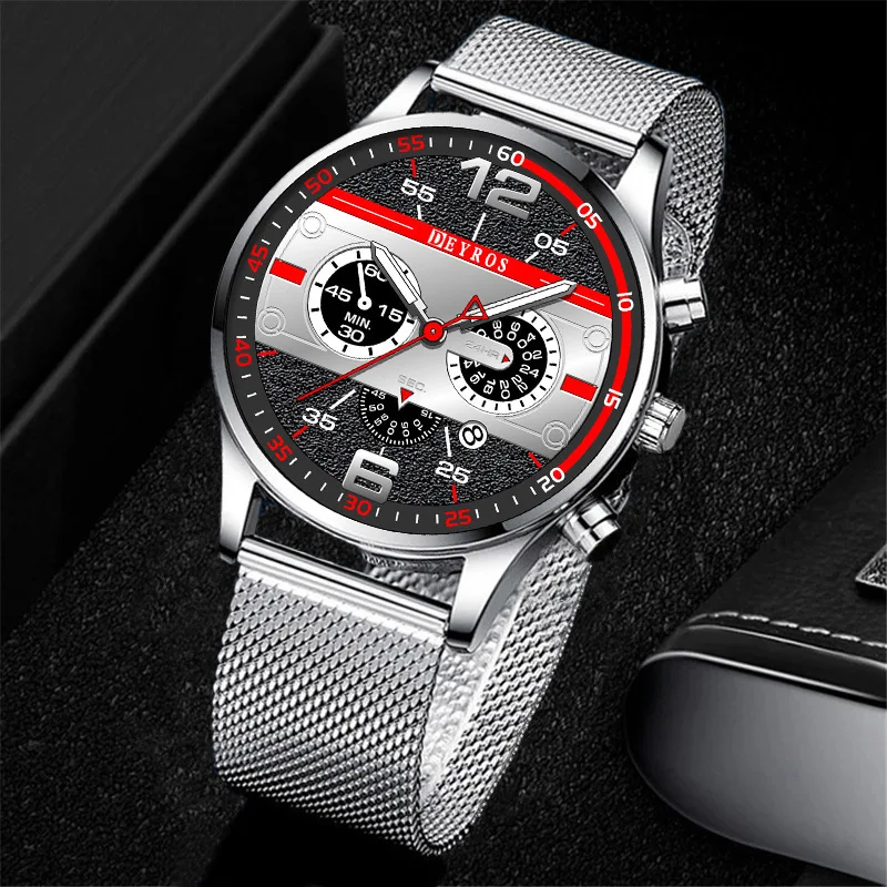 Kotak Misteri, 2 Buah Acak, Jam Tangan Kuarsa Dial Bulat Pria Hadiah Ulang Tahun Terbaik, Natal, dan Hari Jadi