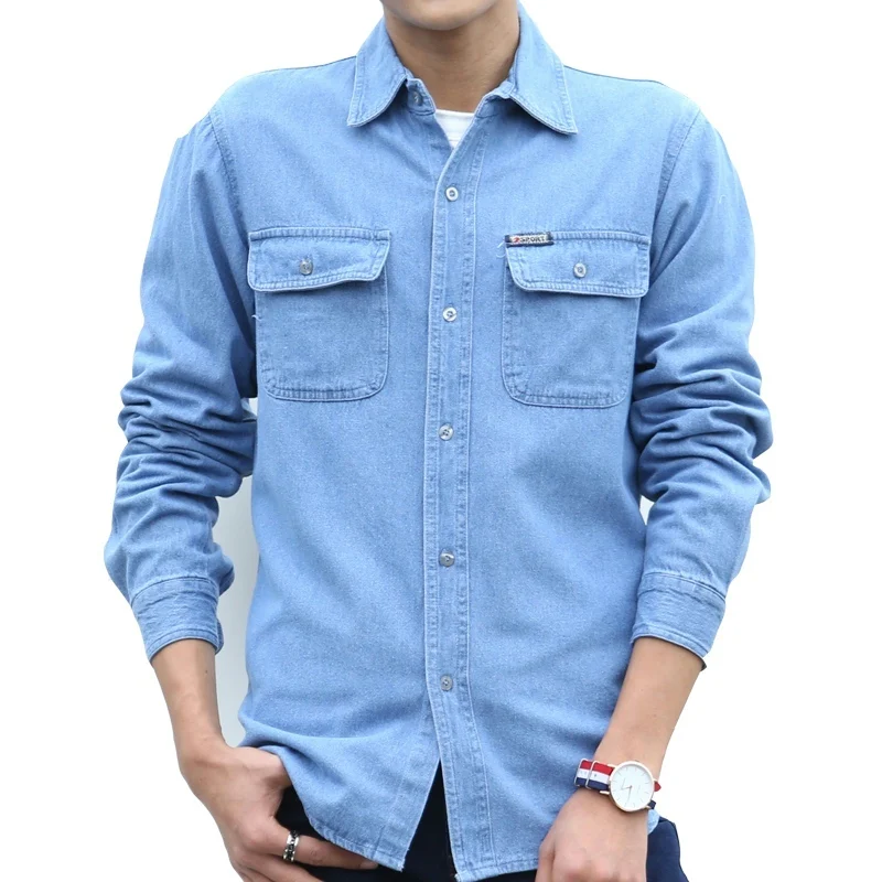 

Autumn Thin Cotton Denim irt Men's Long Sve Loose Sun Protection Outerwear Workwear Casual Loose Fit Work orm