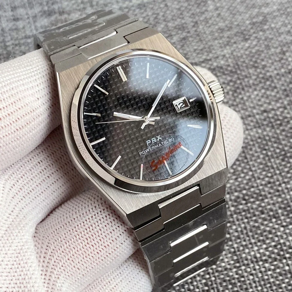 New 10ATM Sapphire Crystal PRX 40mm Black Sterile Men NH35A Automatic Mechanical Watch With Date Stainless Steel Case Bracelet