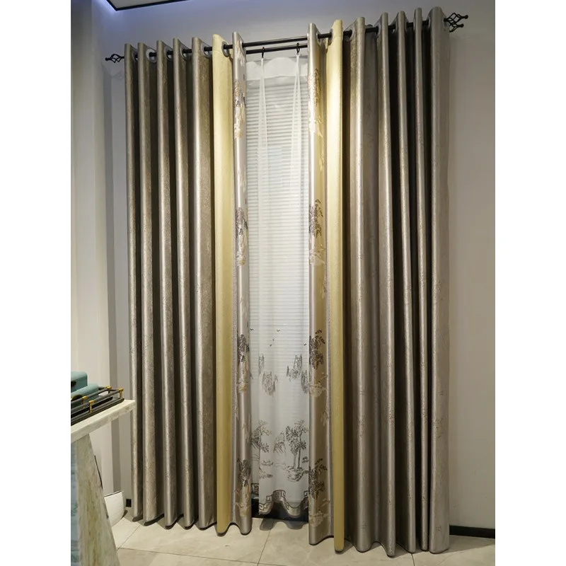 

Time reverses Guofeng floor-to-ceiling windows Elegant living room Bedroom study Finished blackout curtain