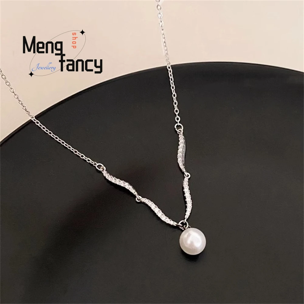 

Elegant Zirconium Wave Necklace With Collarbone Chain Feel Light Luxury And Niche Necklace Sweater Chain And Neck Chain Elegant