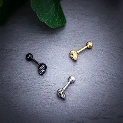 Fashion Punk Skull Mini Earrings Stainless Steel Classic Design Skeleton Small Stud Ear Jewelry Party Gifts For Women Men