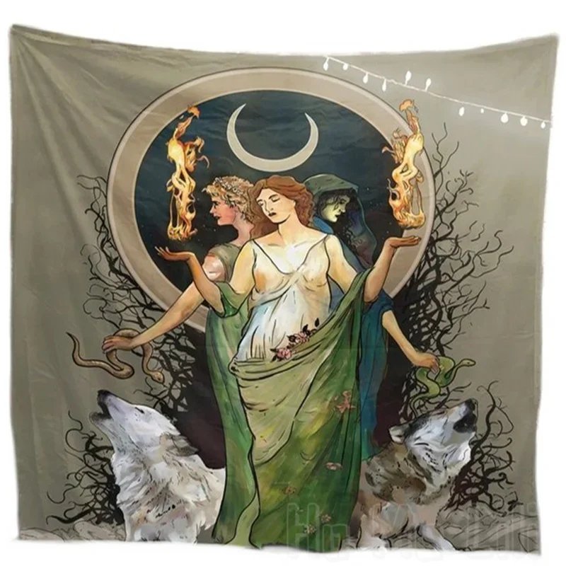 Moon Goddess Hecate Tapestry By Ho Me Lili Wiccan Witchy Painted Home Decorations For Room Dorm Decor