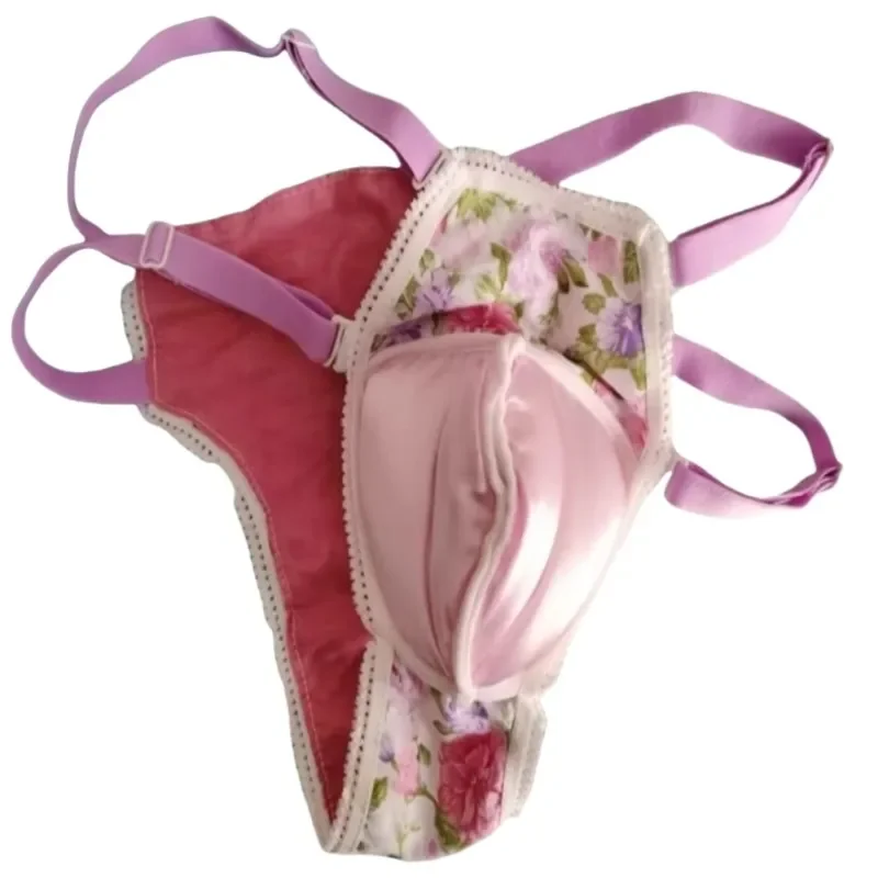 

Handmade Man Sexy Floral Lace Thong Open Convex Pouch Filled Cotton Soft Touch T-back Couple Erotic G-string BF Briefs