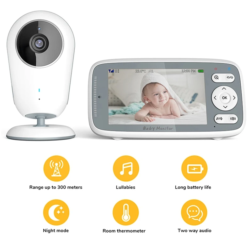 กล้องวิดีโอ Baby Monitor ขนาด 4 นิ้วรายวัน ซูมดิจิตอล 3 เท่า เสียงสองทาง กล้องรักษาความปลอดภัย HD Night Vision อัตโนมัติ