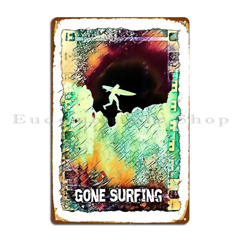 Gone Surfing Crackled Freedom Jaded Hunter Metal Plaque Poster Cinema Printing Club Print Wall Decor Tin Sign Poster