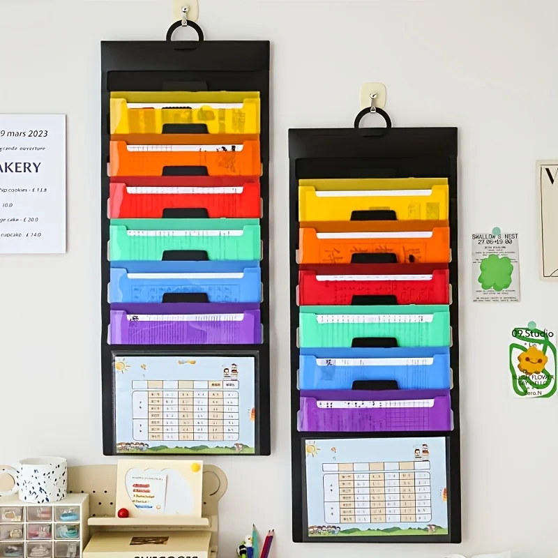 Bunter Hängender Akkordeon-Ordner Multifunktionaler 6-Fach-Organizer für Schüler, Zuhause und Büro