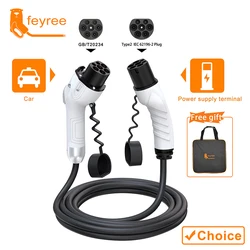 Fey123-Chargeur EV GB/T femelle côté voiture à type 2, prise mâle 16A 3,5 KW 32A 7KW, câble de charge 5m 11KW 22KW triphasé pour voiture électrique