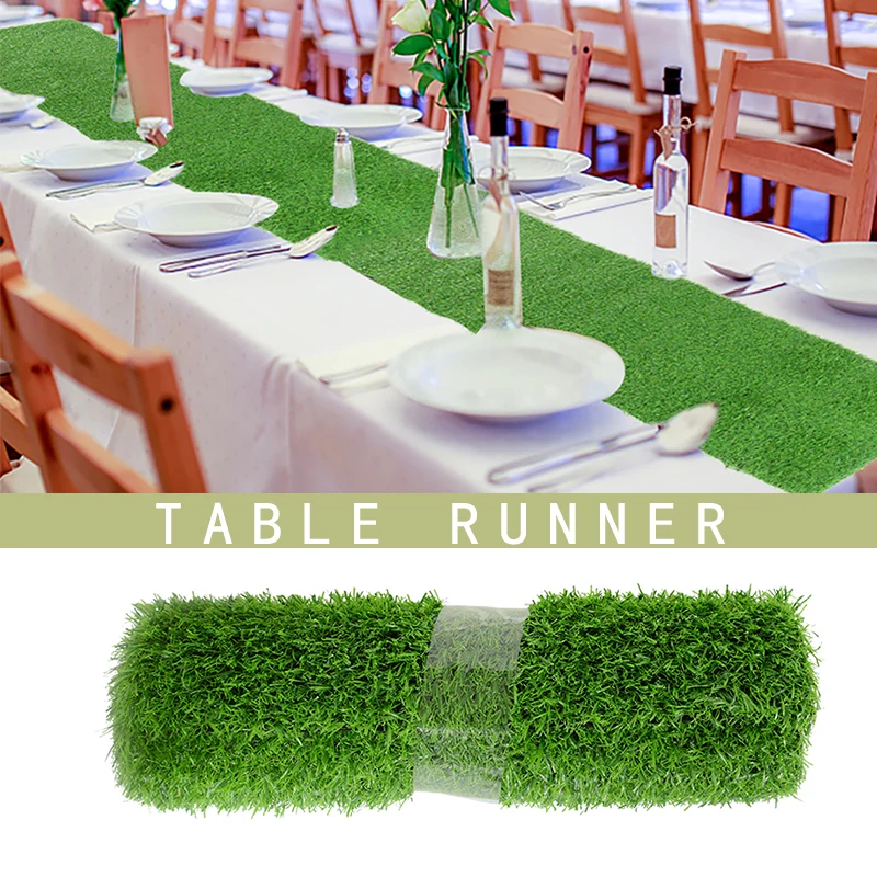 

120x35cm Artificial Grass Green Table Runner Table Cover Tabletop Decor Wedding Party Birthday Banquet Baby Shower Home Ornament