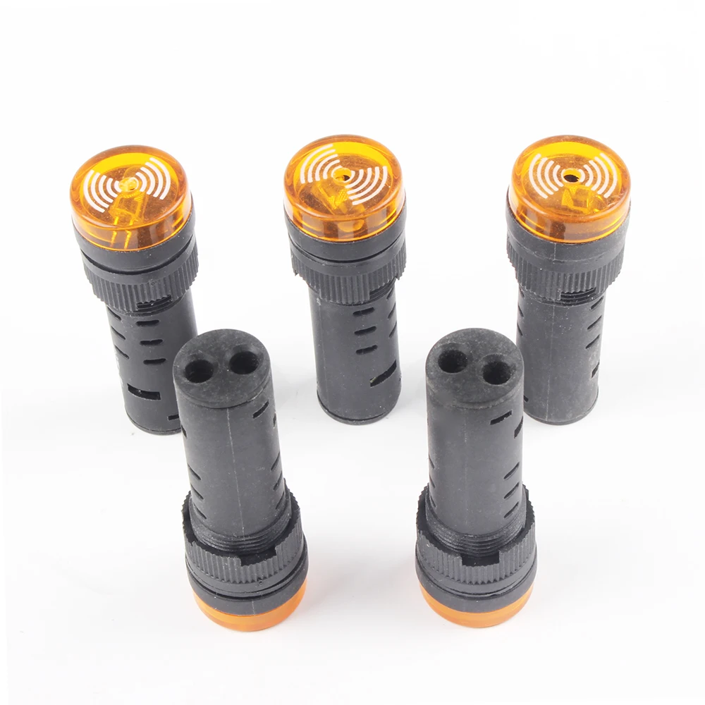 1pc黄色AD16-16SM 12v 24v 110v 220v 16ミリメートルフラッシュ信号赤色ledアクティブブザー音アラームインジケータ